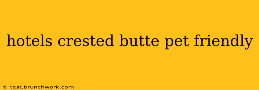hotels crested butte pet friendly