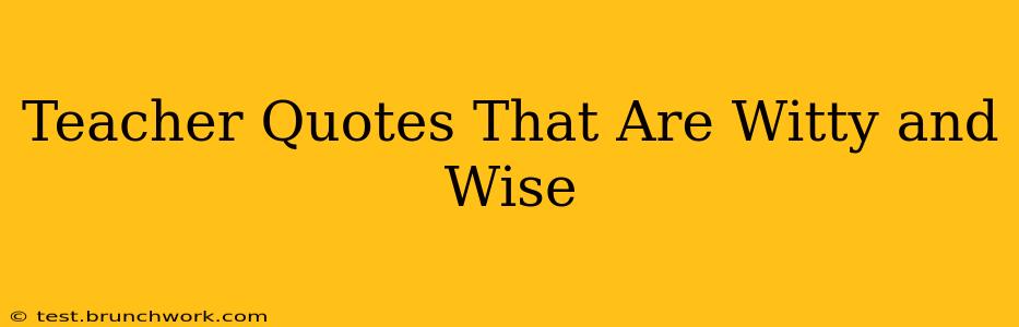 Teacher Quotes That Are Witty and Wise
