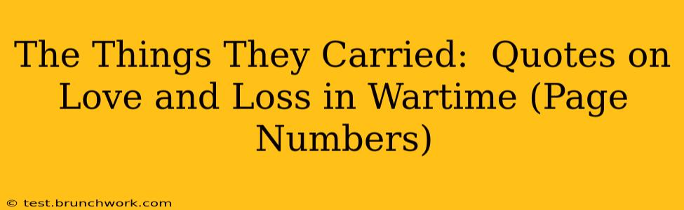 The Things They Carried:  Quotes on Love and Loss in Wartime (Page Numbers)